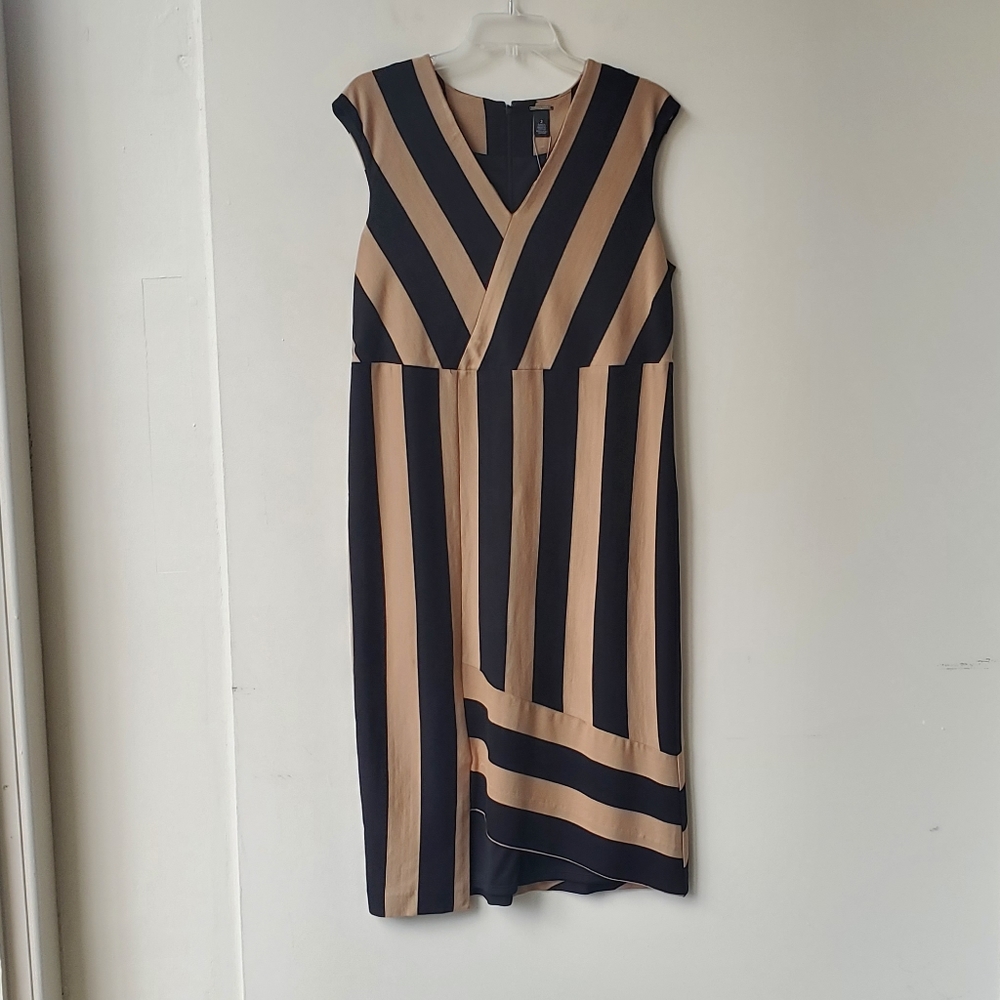 NWT Chico's Black Label Sleeveless Stripe Dress Size 2